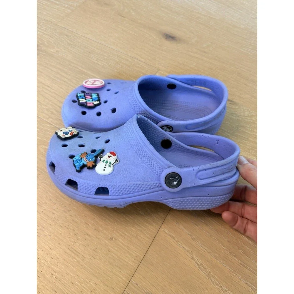 Crocs Girls Child Clog Sandals w/ Jibbitz Kids Size 1 Youth Light Purple